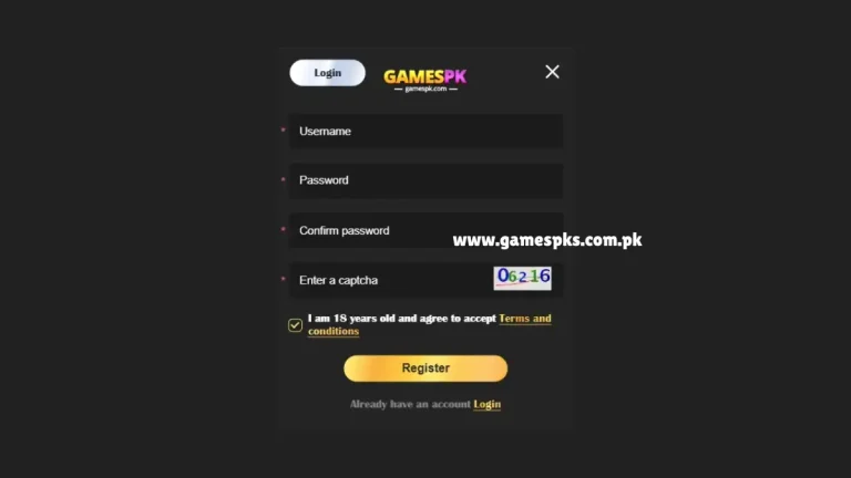 Register an account on Games PK